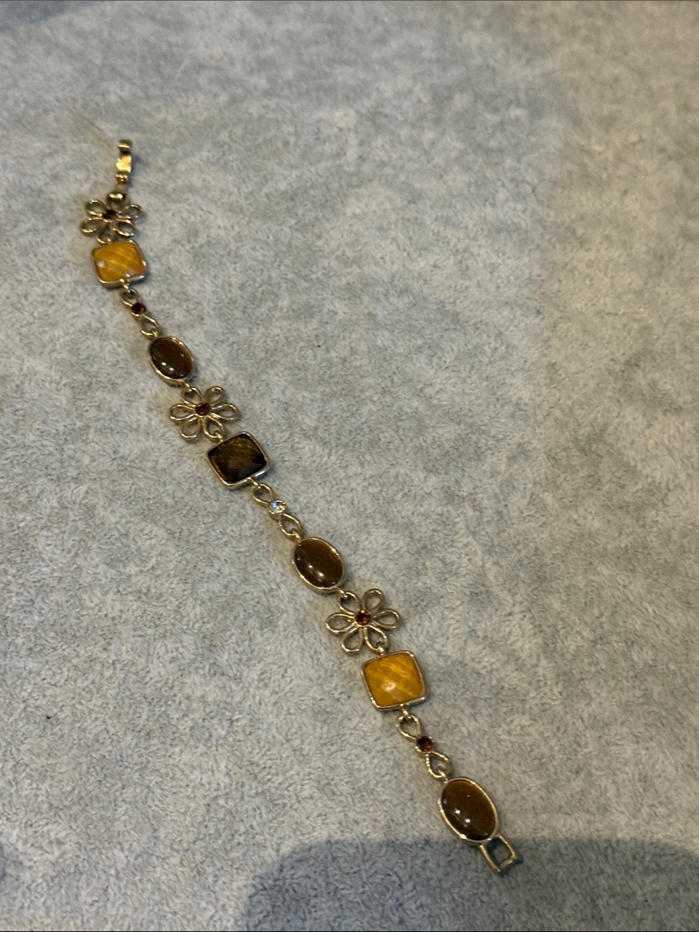 Gold-Tone Floral Amber Multi-Stone Bracelet - Yellow/Brown